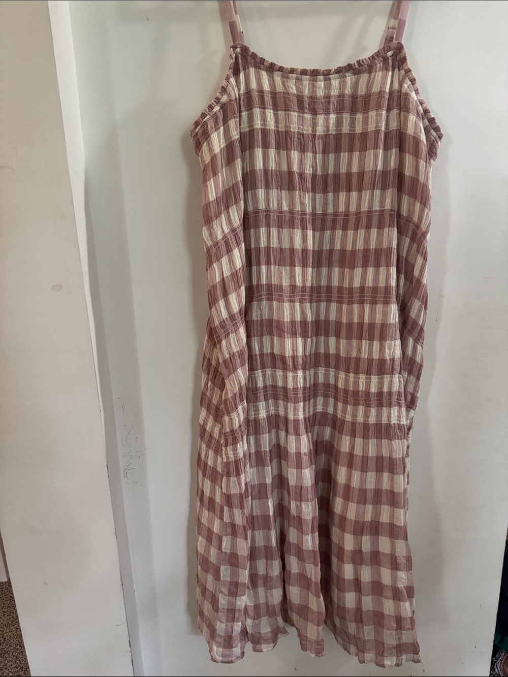 Lucky Brand Blush and Cream Gingham Midi Sundress - Picture 2 of 2